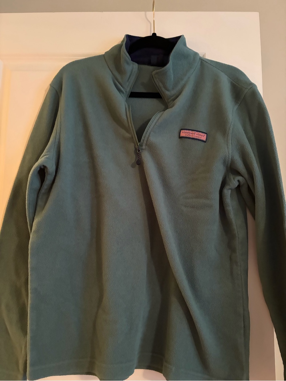 Vineyard Vines Seafoam Green Half-Zip Fleece with Pink Logo Patch
